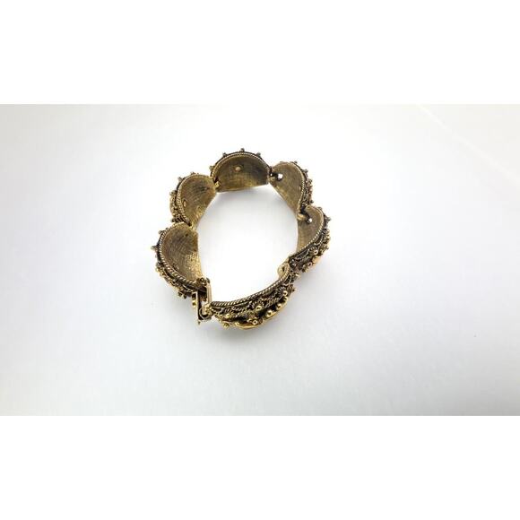 Vintage 60s BOTTICELLI Signed Brutalist Etruscan Revival Wide Panel Bracelet - Picture 2 of 9